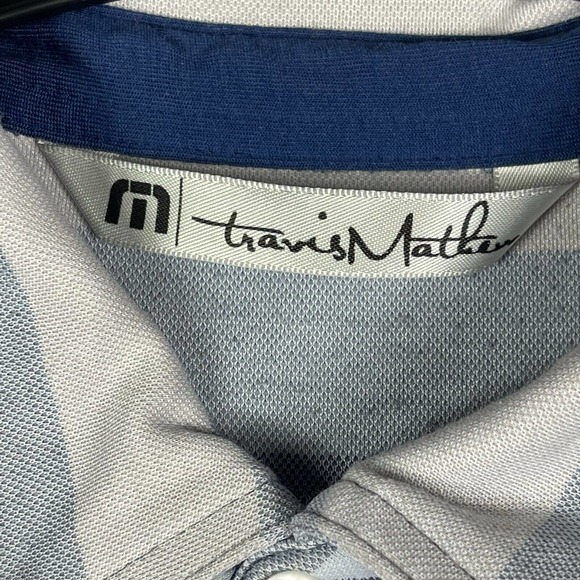 Travis Mathew Mens M Polo Golf Shirt Multicolor Striped Slim Fit Lightweight - Picture 3 of 12